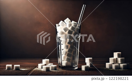 甘い飲み物には砂糖がたくさん入っているイメージ画像 甘い飲み物には砂糖がたくさん入っているイメージ画像 122198221