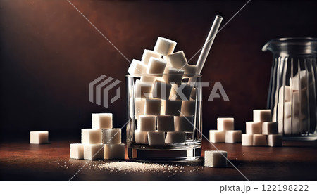 甘い飲み物には砂糖がたくさん入っているイメージ画像 122198222