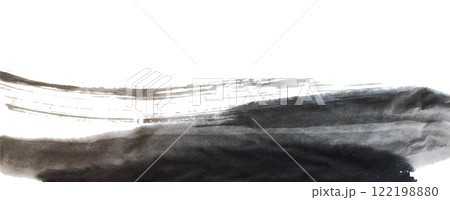 Hand drawn black brushstroke element on white white background decorations in Chinese painting style. Art abstract landscape template design.ple values) 122198880