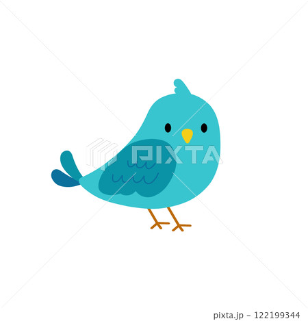 かわいい青色の鳥のイラスト 122199344