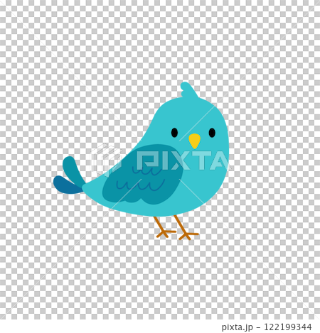 かわいい青色の鳥のイラスト 122199344