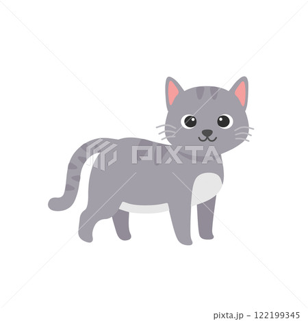 かわいいグレーの猫のイラスト かわいいグレーの猫のイラスト 122199345