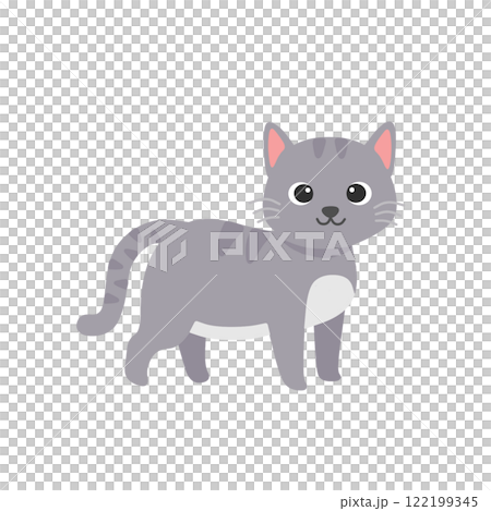 かわいいグレーの猫のイラスト かわいいグレーの猫のイラスト 122199345