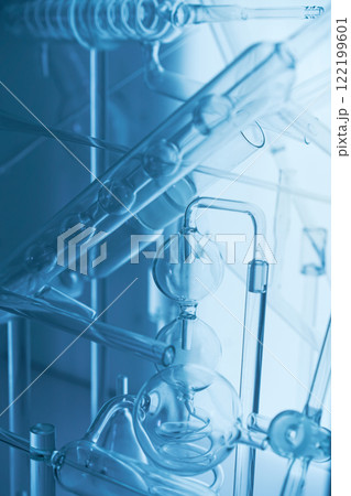 Detailed scientific glassware in modern laboratory setting 122199601