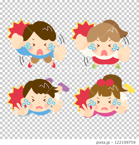 泣いている子供のセット02 122199759