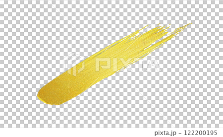 Abstract gold paint stroke on black background. 122200195