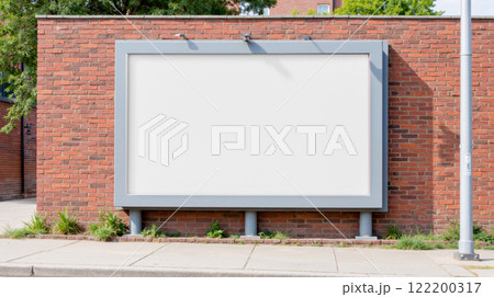 Brick wall outdoor billboard with blank white frame perfect for advertising public display creative marketing ideas Brick wall outdoor billboard with blank white frame perfect for advertising public display creative marketing ideas 122200317