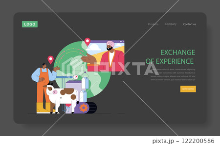 National Agriculture Day concept. Farmers share knowledge across the globe. Sustainable farming practices, innovation, and community support. Vector illustration. National Agriculture Day concept. Farmers share knowledge across the globe. Sustainable farming practices, innovation, and community support. Vector illustration. 122200586