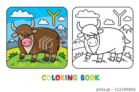 Funny yak. Animals coloring book for kids 122200808