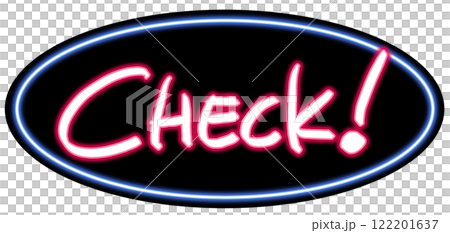 霓虹風格手寫POP手寫字母CHECK-插圖素材 [122201637] - PIXTA圖庫