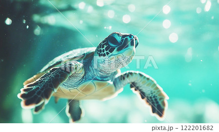 水中で泳ぐ海亀 122201682