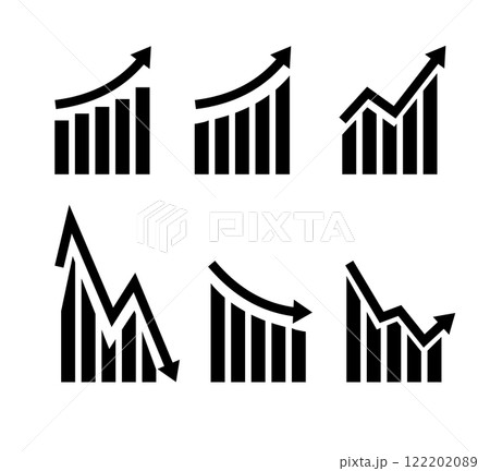Growth vector icon. Graph or diagram with arrow going up and down. Vector 122202089