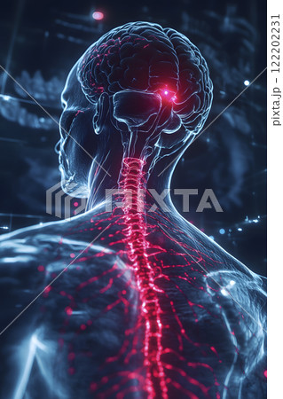 vagus nerve in a digital human body, generative AI 122202231