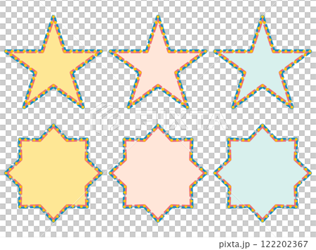 彩色虛線星形標籤 122202367