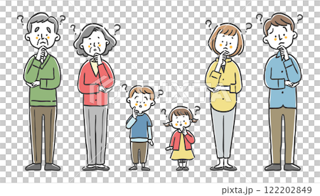 Question Family three generations Full body Vector Question Family three generations Full body Vector 122202849
