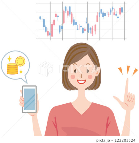 投資　資産形成　夫婦　女性　イラスト 122203524