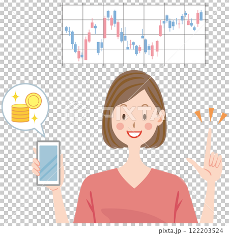 投資　資産形成　夫婦　女性　イラスト 122203524