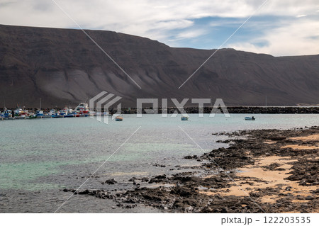 Cliffs of Lanzarote from La Graciosa, Spain Cliffs of Lanzarote from La Graciosa, Spain 122203535