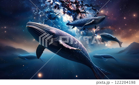 星空の海を泳ぐクジラ 122204198