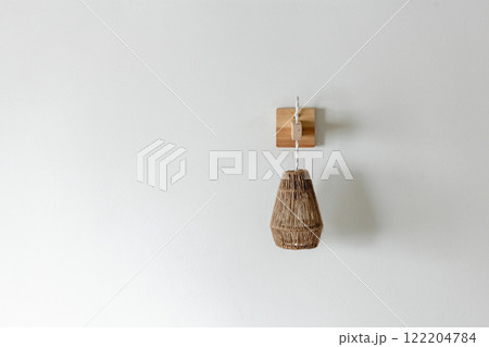 Jute rope light lamp fixture with wood wall mount Jute rope light lamp fixture with wood wall mount 122204784