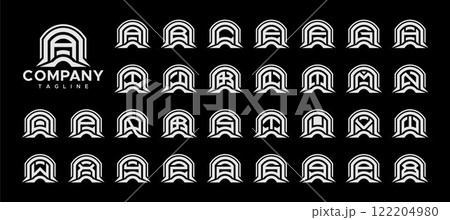 Simple line abstract initial letter A-Z logo set 122204980