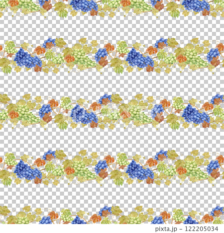 Seamless background with grapevine. Watercolor blue and green autumn grape berries and leaves. Illustrations for wine label design, grape juice, restaurant menu and for grape festival decoration. Seamless background with grapevine. Watercolor blue and green autumn grape berries and leaves. Illustrations for wine label design, grape juice, restaurant menu and for grape festival decoration. 122205034
