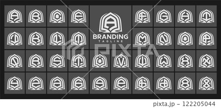 Geometric line dome monogram letter A-Z logo set Geometric line dome monogram letter A-Z logo set 122205044