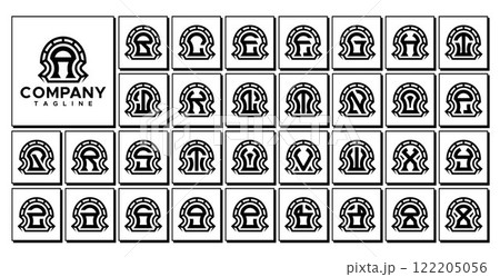 Luxury line dome monogram A-Z letter logo set 122205056