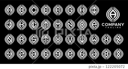 Luxury line nature leaf symbol letter A-Z logo set 122205072