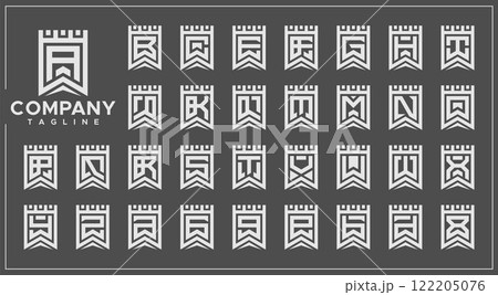 Modern line fortress initial letter A-Z logo set Modern line fortress initial letter A-Z logo set 122205076
