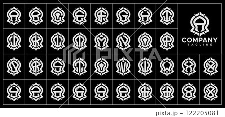 Line abstract dome letter A-Z initial logo set Line abstract dome letter A-Z initial logo set 122205081