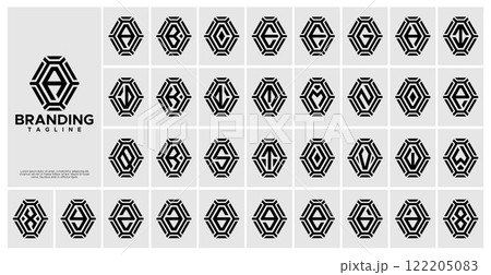 Cyber technology hexagon letter A to Z logo set Cyber technology hexagon letter A to Z logo set 122205083