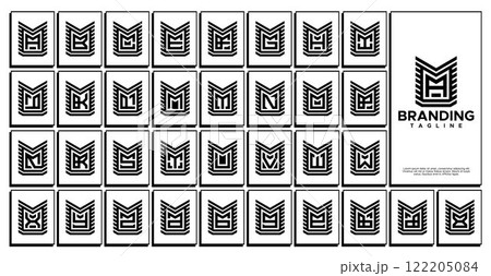 Abstract line letter M with initial A-Z logo set 122205084
