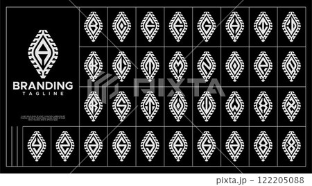 Stripe line leaf letter A-Z initial logo bundle Stripe line leaf letter A-Z initial logo bundle 122205088