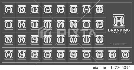 Simple abstract law pillar letter A-Z logo bundle 122205094