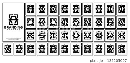 Square compass monogram A-Z letter logo collection 122205097