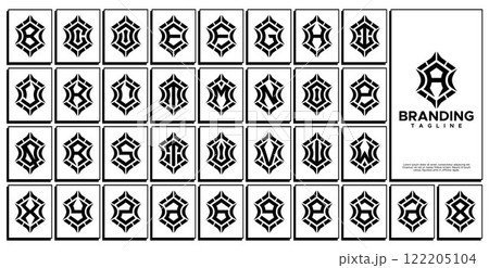 Modern line curve abstract letter A-Z logo bundle 122205104