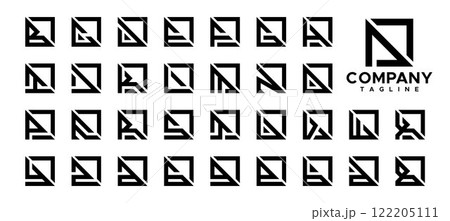 Line edge square monogram letter A-Z logo set 122205111