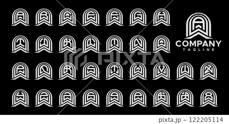 Geometric abstract monogram letter A-Z logo set Geometric abstract monogram letter A-Z logo set 122205114