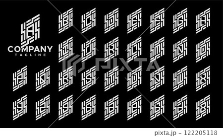 Flat line abstract monogram A to Z letter logo set Flat line abstract monogram A to Z letter logo set 122205118