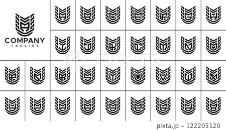 Digital technology shield letter A-Z logo bundle Digital technology shield letter A-Z logo bundle 122205120