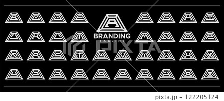 Simple line trapezoid letter A-Z logo set 122205124