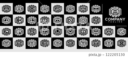 Curve stripe line abstract A-Z letter logo set Curve stripe line abstract A-Z letter logo set 122205130