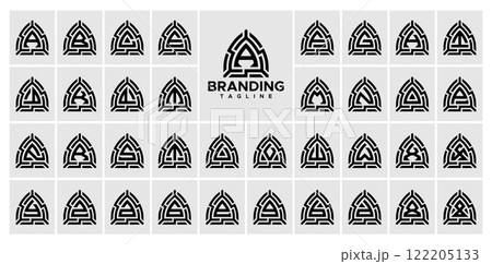 Digital line dome initial letter A-Z logo bundle Digital line dome initial letter A-Z logo bundle 122205133