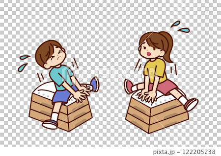 Boy and girl having fun with the vaulting box Boy and girl having fun with the vaulting box 122205238