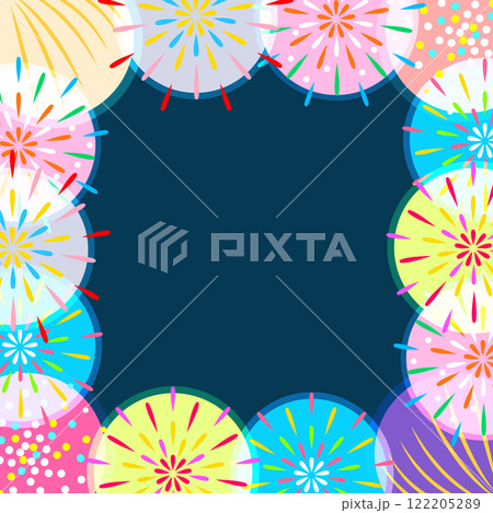 夏祭り　カラフルな打ち上げ花火の壁紙・背景素材 122205289