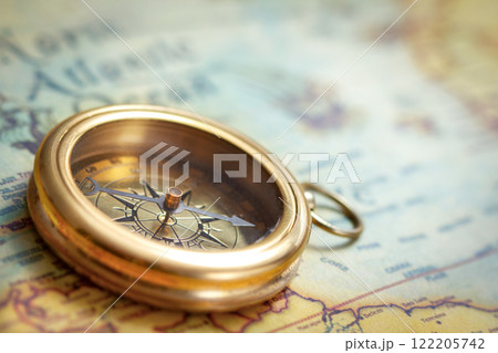 Old compass and map Old compass and map 122205742