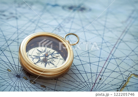 Old compass and map 122205746