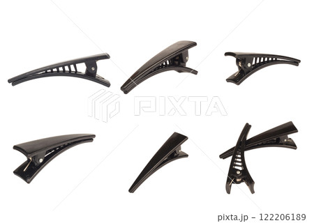 Black hair clip isolated on white background Black hair clip isolated on white background 122206189