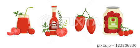 Tasty Red Tomato Food and Product Vector Set Tasty Red Tomato Food and Product Vector Set 122206330